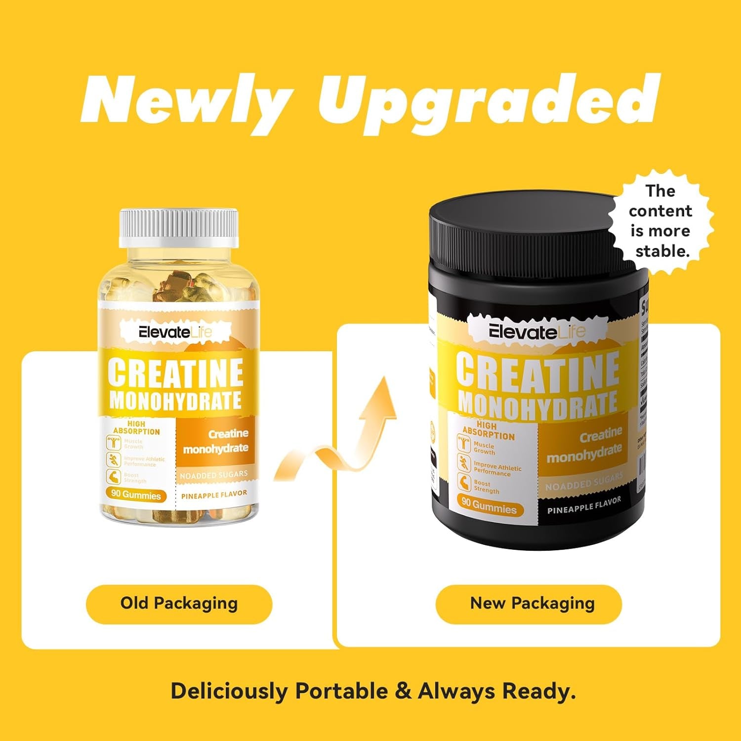 NSF Certified Creatine Monohydrate Gummies 5000Mg for Men & Women, Chewables Creatine Monohydrate for Muscle Strength, Muscle Builder, Energy Boost, Pre-Workout Supplement-90 Pineapple